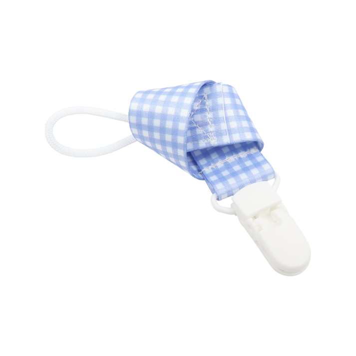 TRENI MINI-法式格紋奶嘴鍊-藍