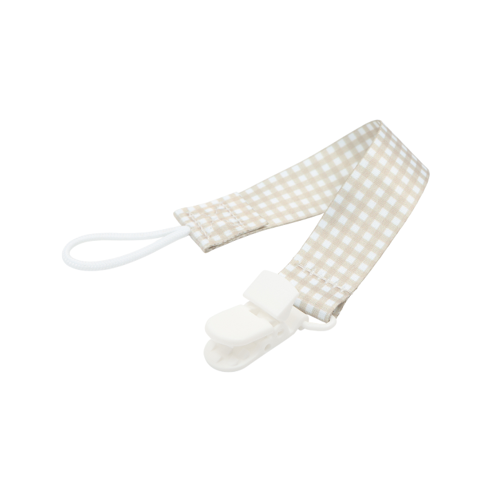 TRENI MINI-法式格紋奶嘴鍊-米