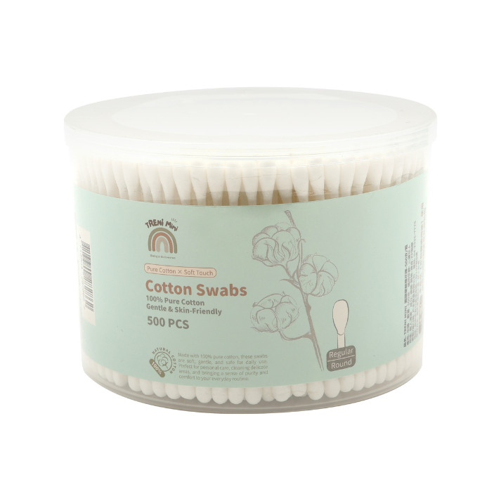 TRENI MINI 圓頭塑軸棉花棒 500支/粗