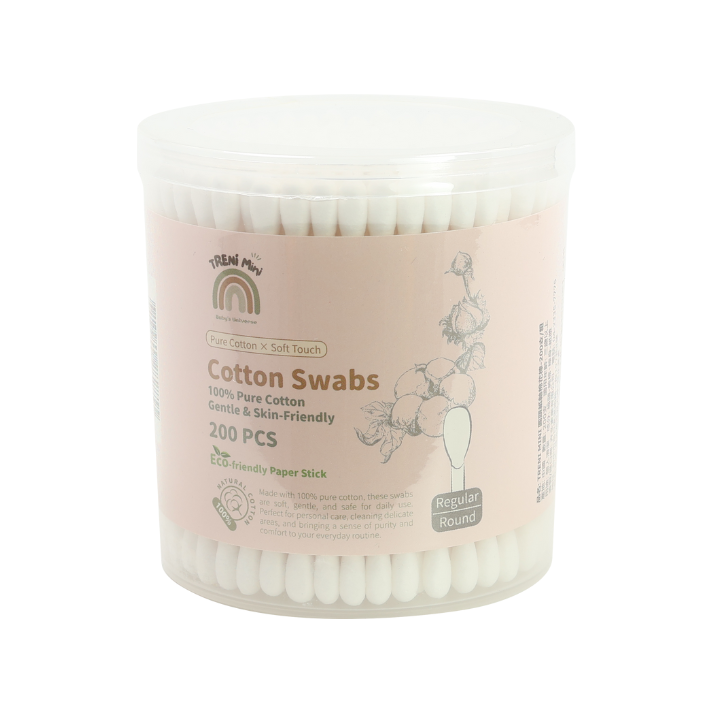 TRENI MINI 圓頭紙軸棉花棒 200支/粗
