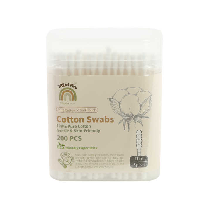 TRENI MINI 螺旋紙軸棉花棒 200支/細
