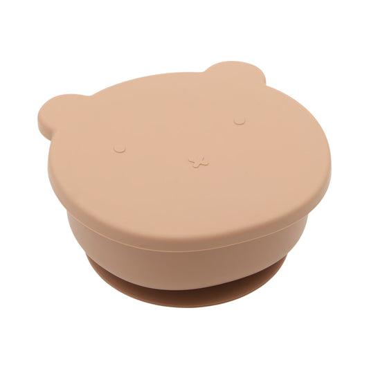 TRENi Mini 鉑金矽膠小熊碗附蓋-奶茶