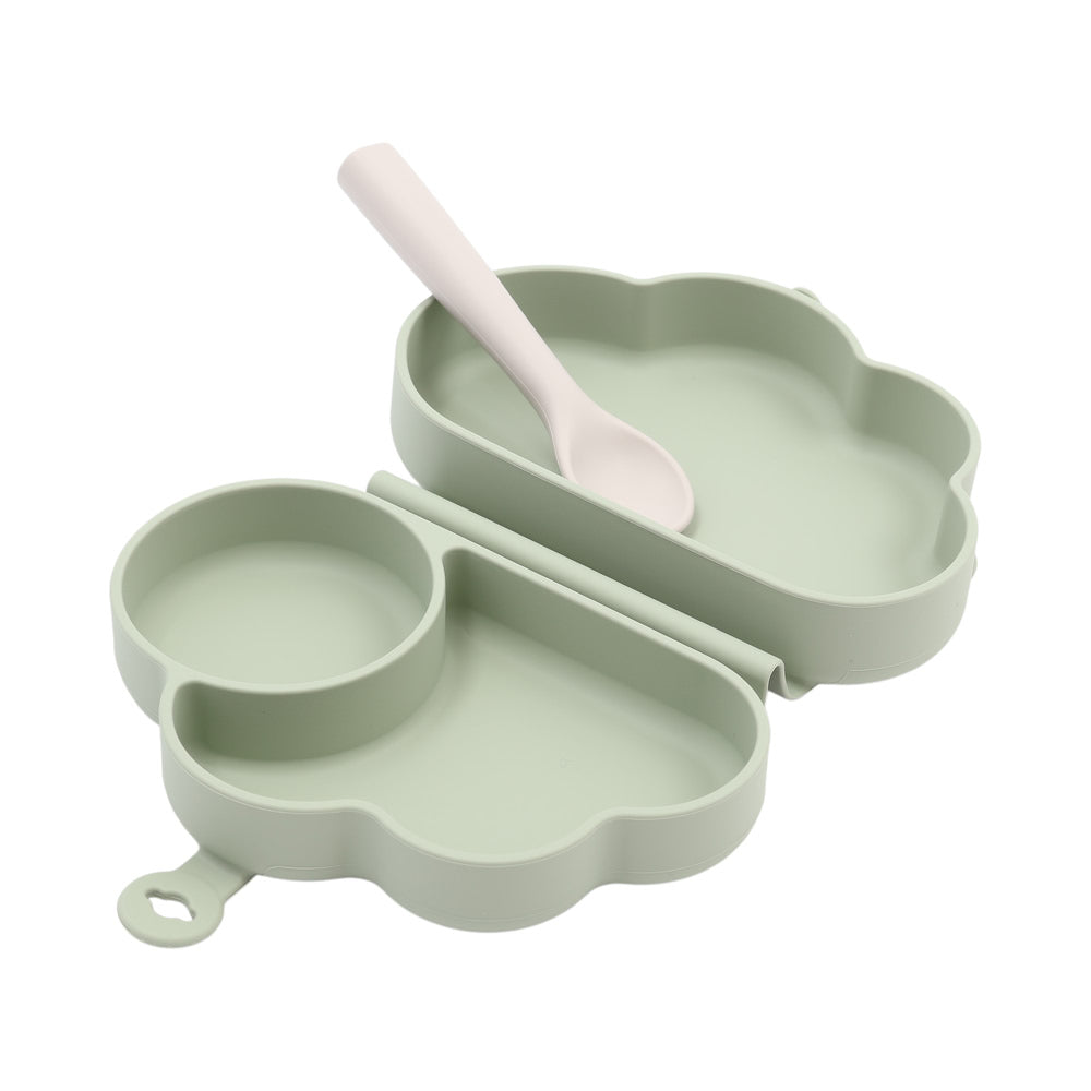 外出餐盤雲朵包附湯匙-鼠尾草綠