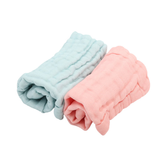 TRENI MINI純棉紗布小方巾-粉/藍