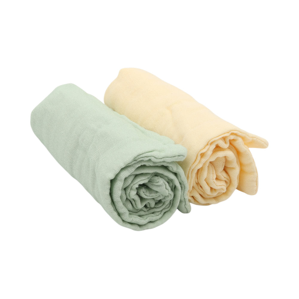 TRENI MINI純棉紗布小方巾-黃/綠