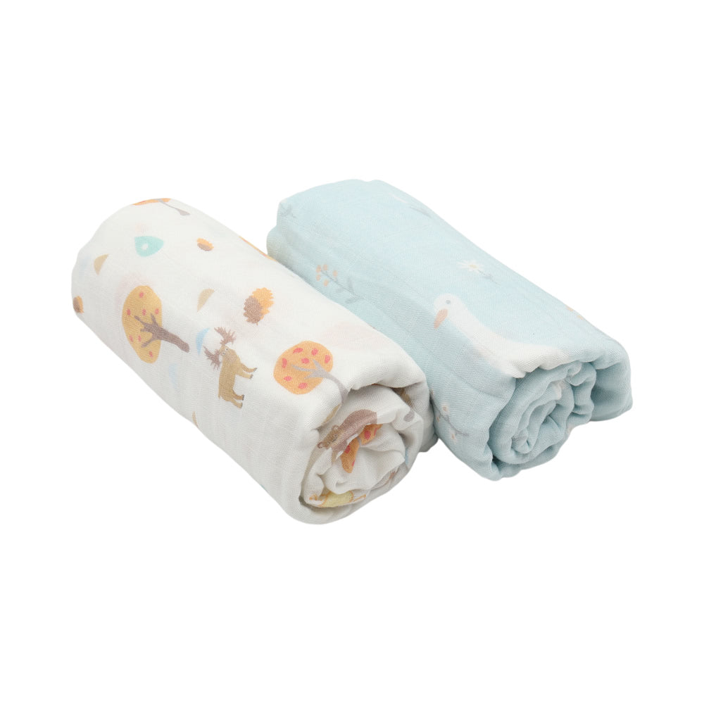 竹纖維透氣柔軟包巾毯-2入動物