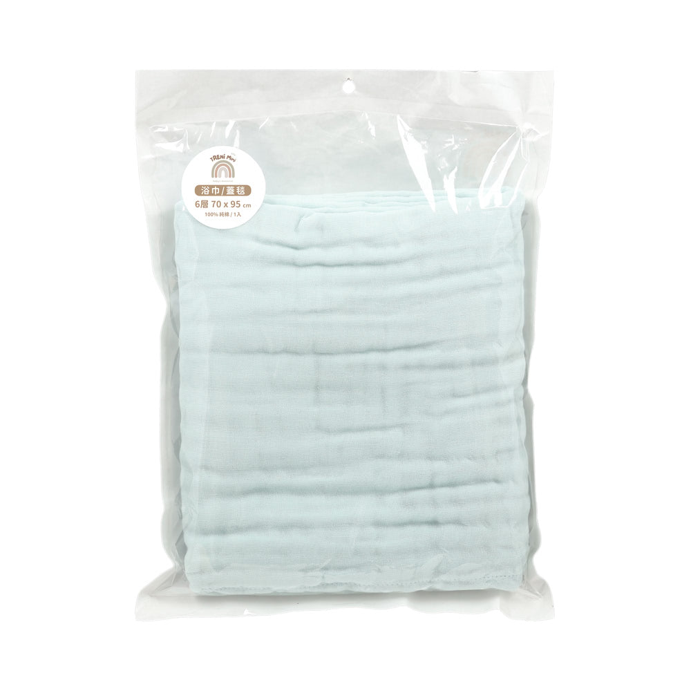 TRENi Mini純棉紗布巾蓋毯70x95藍
