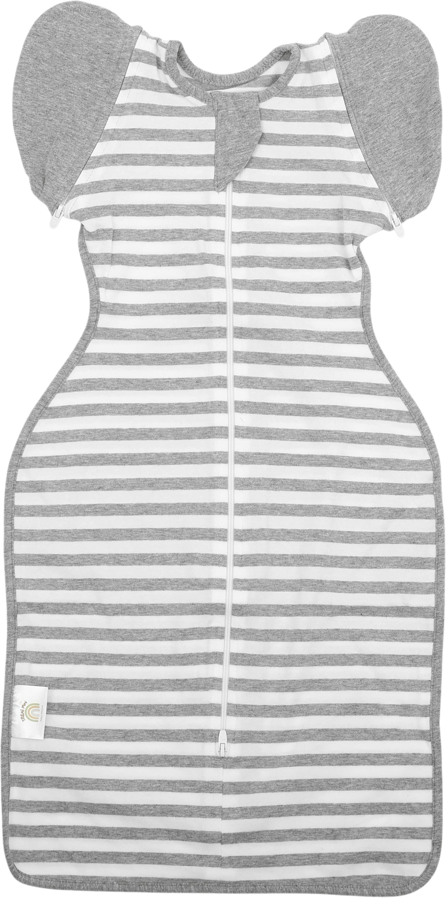 TRENiMini- CozyBoo蝶型包巾M號-灰色/灰條紋