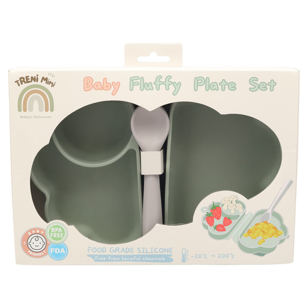 外出餐盤雲朵包附湯匙-鼠尾草綠