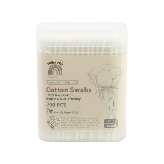 TRENI MINI 圓頭紙軸棉花棒 200支/細