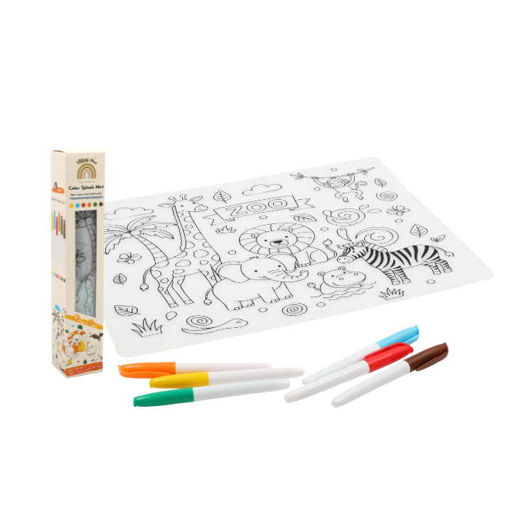 TRENI MINI 塗鴉可水洗矽膠餐墊組 - 動物園