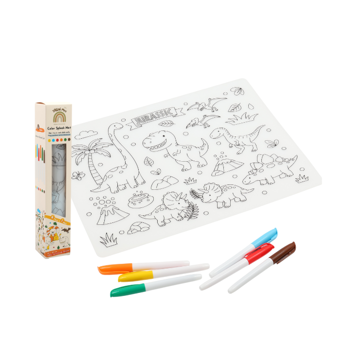 TRENI MINI 塗鴉可水洗矽膠餐墊組 - 侏儸紀