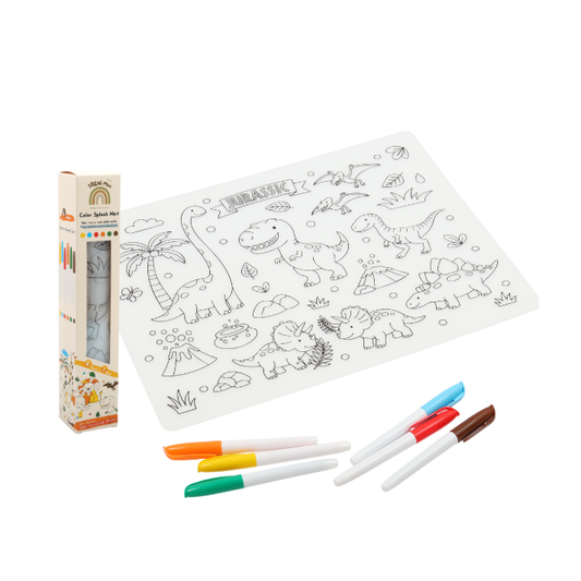 TRENI MINI 塗鴉可水洗矽膠餐墊組 - 侏儸紀