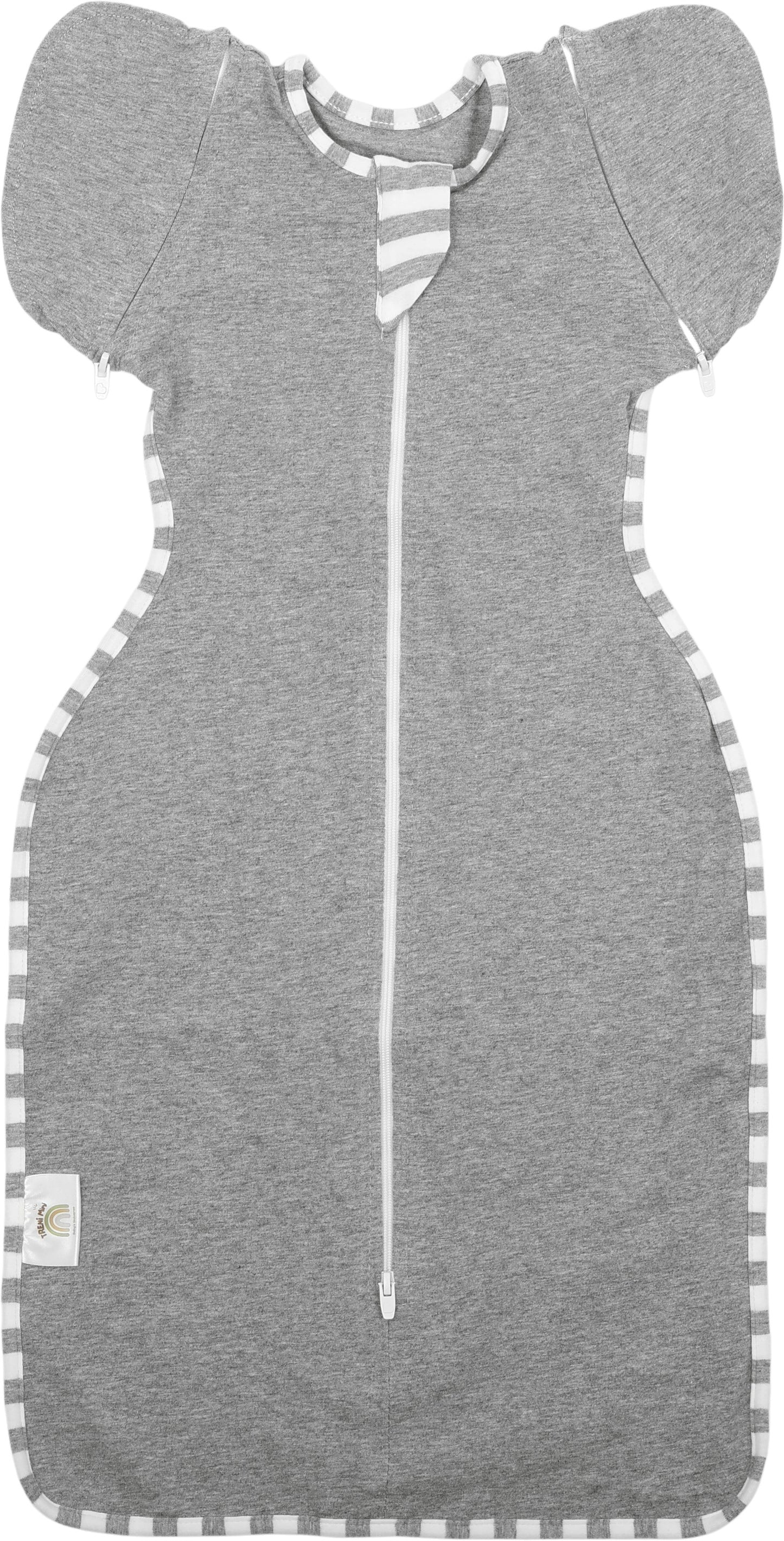 TRENiMini- CozyBoo蝶型包巾M號-灰色/灰條紋